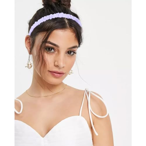 YISSION 7PCS Cute Headbands Set for Girls Women, Non Slip Pearl Headband Floral Head Bands Padded Hairbands, Purple White Headband, Hair Accessories for Girls Women