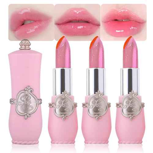 BINGBRUSH 3PCS PH Lipstick Color Changing Long Lasting Jelly Lipstick Set Temperature Activated PH Lip Balm Hydrating Non-Sticky Jelly Balm, Moisturizing Lip Gloss (#Jelly Color Changing)