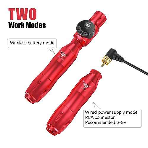 TATELF Tattoo Gun Starter kit Wireless Tattoo Kit Professional Complete Set Rotary Pen Tattoo Machine for Beginners 40pcs Cartridges Needle 2000mAh Tattoo Battery Pack Tattoo Supplies(Red)