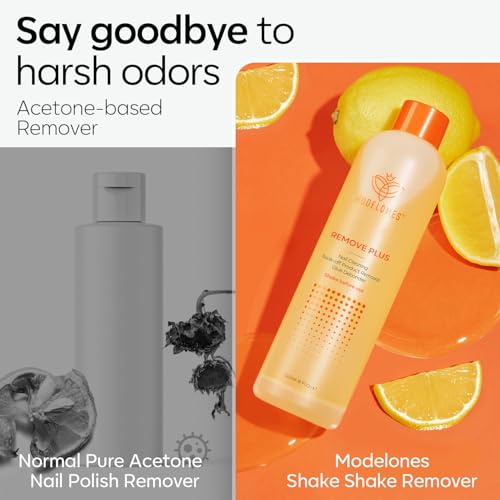 Modelones Acetone Nail Polish Remover, Professional Gel Polish Remover, Nail Glue Remover Natural Formula with Jojoba Oil for Nail Moisturizing & Care, Acrylic Dip Powder Remover(8 FL.Oz.), Lemon