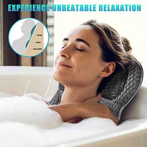 Bath Pillow, Tub Pillow for Bathtub with Strong Non-Slip Suction Cups and Comfortabl 3D AirMesh Bath Pillow for Women &Man