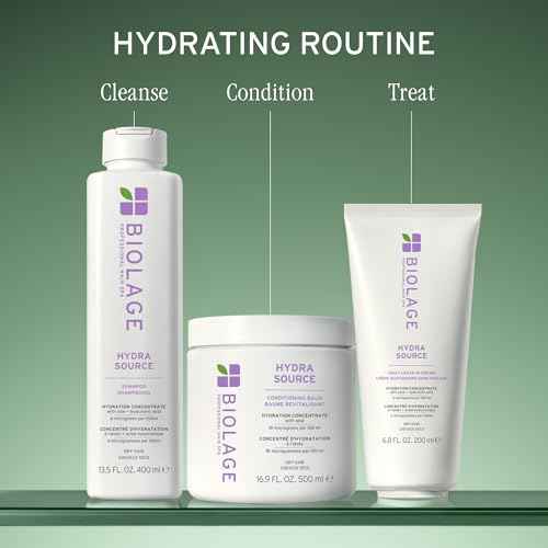 Biolage Hydra Source Shampoo & Conditioning Balm | Hydrates & Moisturizes Dry Hair | Helps Repair Split Ends | For Dry Hair | Salon Shampoo | Weightless, Soft Finish | Vegan | Paraben & Cruelty-Free