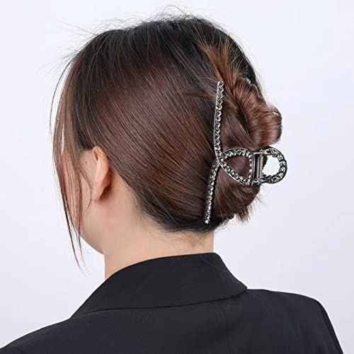 Large Rhinestone Embellished Hair Clips for Thick Hair - 5.2" Long Jumbo Bling Fancy Jaw Clips for Women and Girls