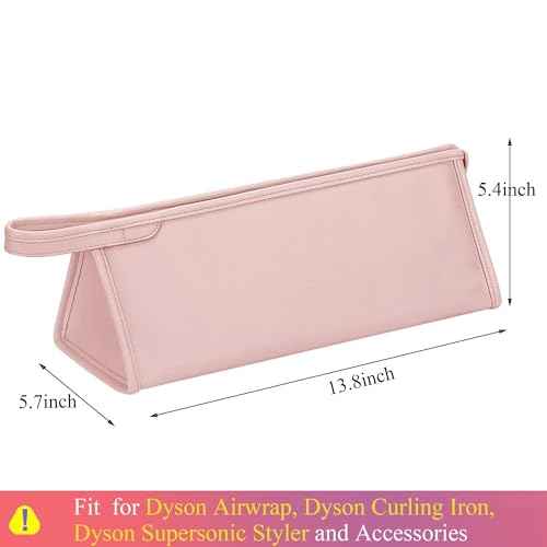 Pu Leather Travel Case Compatible with Dyson Airwrap Styler, Portable Waterproof Organizer Bag for Shark FlexStyle Attachments Storage, Pink