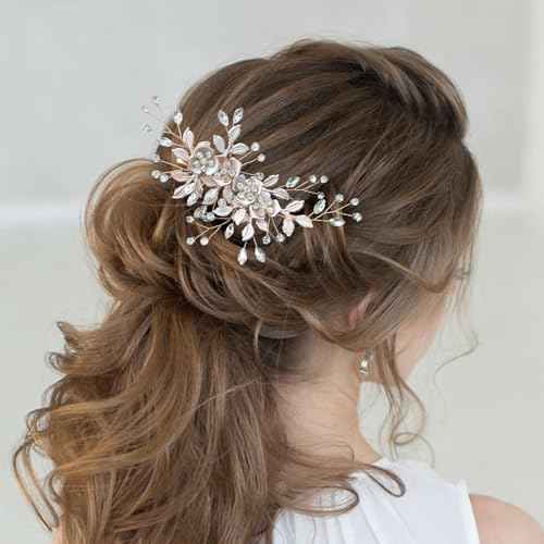 Bridal Hair Accessories Wedding Hair Clip for Brides, Handmade Rhinestone Hair Vine Wedding Head Pieces for Women and Bridesmaids Flower Girls