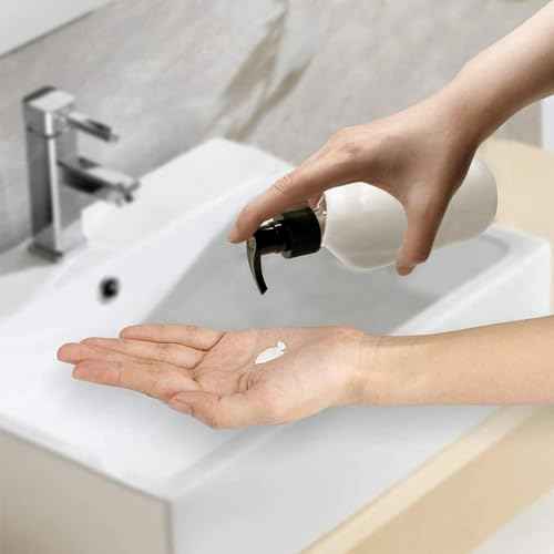 10 Ounce Clear Plastic Pump Bottle Dispenser, Refillable Empty Bottle Container with Pump for Essential Oil Soap Lotion Shampoo, 2 Pcs