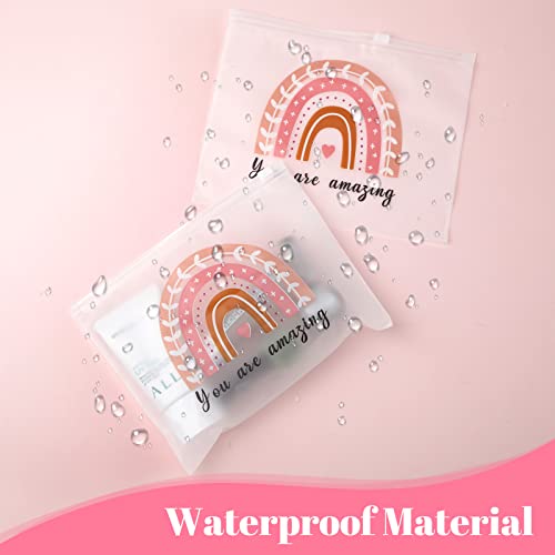 Wesiti 50 Pcs Rainbow Cosmetic Bag Inspirational Gifts Motivational Quotes Makeup Bag Bulk Waterproof Zippered Pouch for Women Girl Teacher Christmas Gift (You Are Amazing)