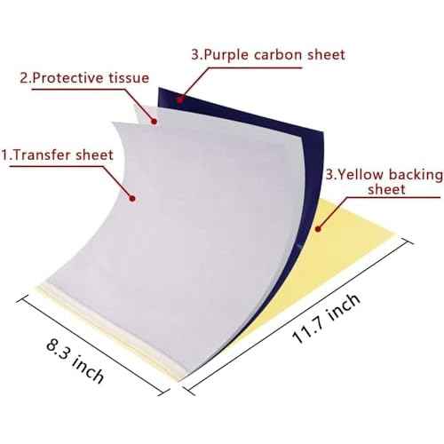 Tattoo Grip Tape and Transfer Paper Kit - 49Pcs Tattoo Tape Stencil Paper Kit Includes 25Pcs Stencils Paper and 24Pcs Black Cohesive Self Adhesive Bandage Wrap¡¦