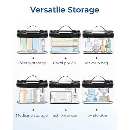 BAGSMART TSA Approved Toiletry Bag, 2 Pack Clear Makeup Cosmetic Bag Organizer, Quart Size Travel Bag for Toiletries, Carry-on Travel Accessories Essentials, Black-2pcs