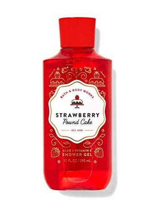 Bath & Body Works Skin Care Bundle Strawberry Pound Cake Wash Mist Cream Shower Gel and Lotion Full Size