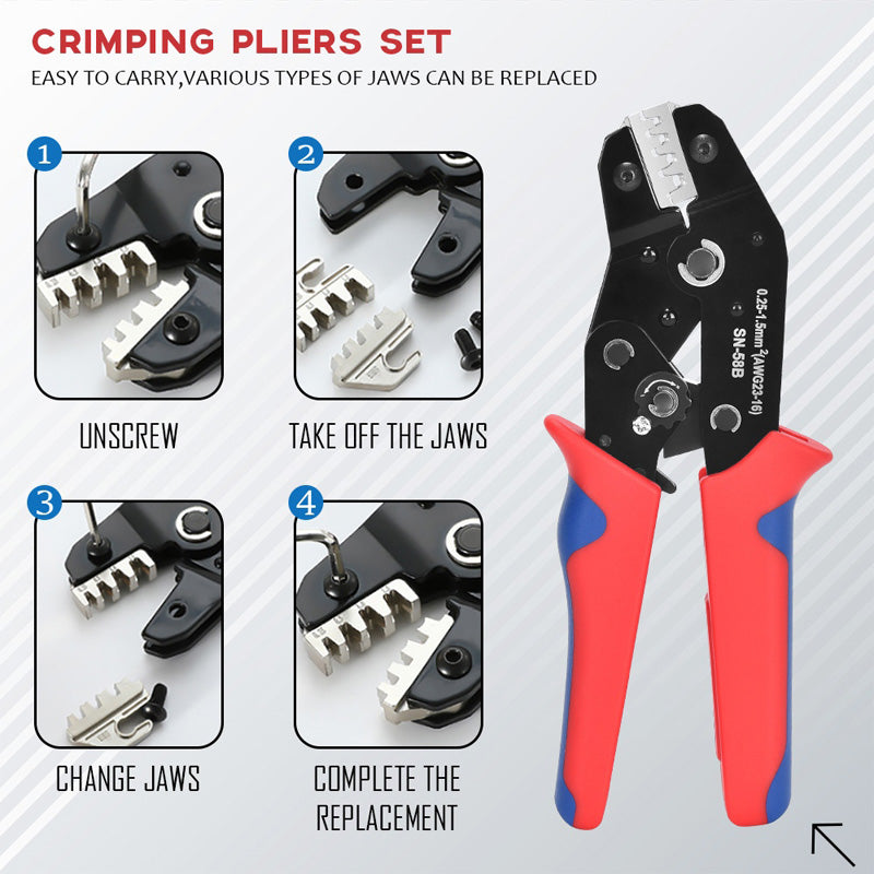 Red Crimping Pliers for Wire Terminals and Connectors - Hand Tool