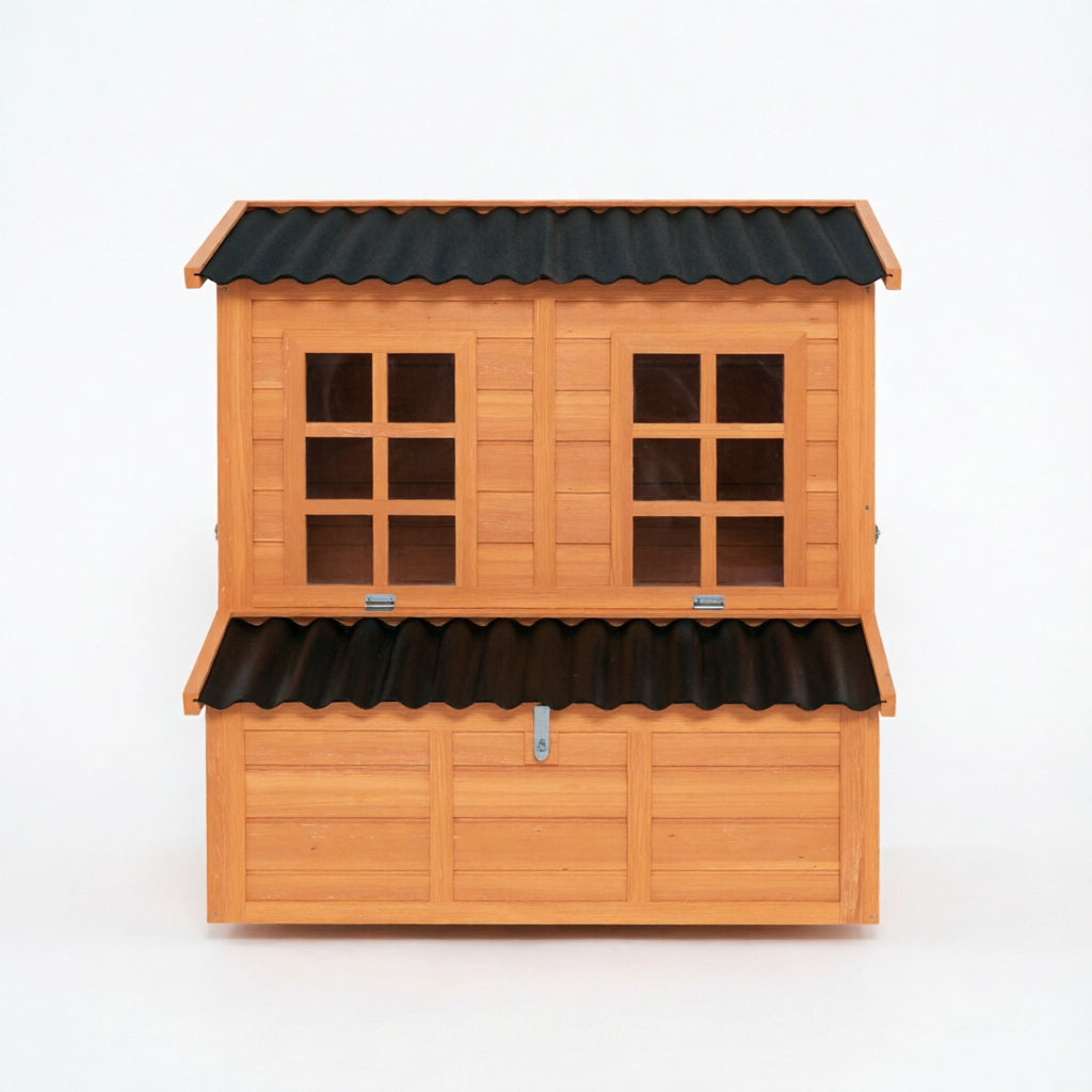 Wooden Chicken Coop with Nesting Box & Pull-Out Tray - Orange