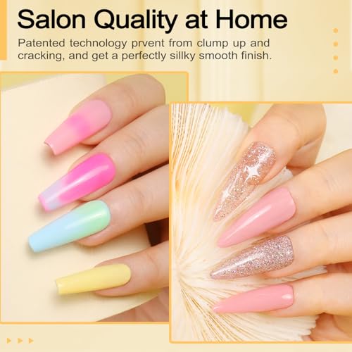 Lavender Violets 94Pcs Dip Powder Nail Kit Starter, 30 Neon Colors Red Purple Green Orange Yellow with Dipping Powder Liquid Set and Nail Art Tool for Colorful DIY Manicure B703