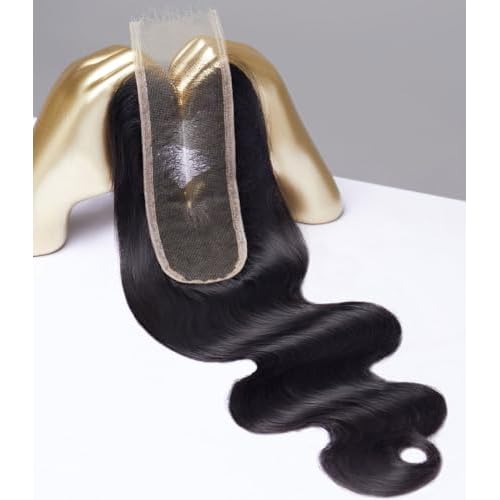 Mlip 2x6 HD Lace Closure Body Wave, 0.10mm Ultra Thin Invisible Swiss Lace, Skinlike Real HD Lace Melt into Skin Perfectly, Pre-plucked Natural Hairline, Raw Indian Human Hair 14 Inches