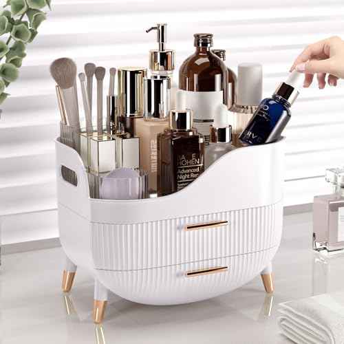 Makeup Organizer with Drawers,Skincare Organizer for Vanity,Storage Box with Handle,Large Cosmetic Display case for Dresser, Bathroom Countertop