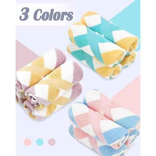 Jacquotha Cotton 12 Pack Striped Washcloths, 13 x 13 Inches, 3 Colors - Face and Body Cleansing Towels