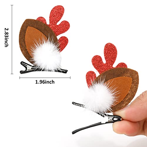 YISSION 2 Pairs Christmas Hair Clips for Girls Women Reindeer Antlers Ears Hair Clip Deer Horns Hair Barrettes Cute Hairpins Christmas Hair Accessories for Girls Women