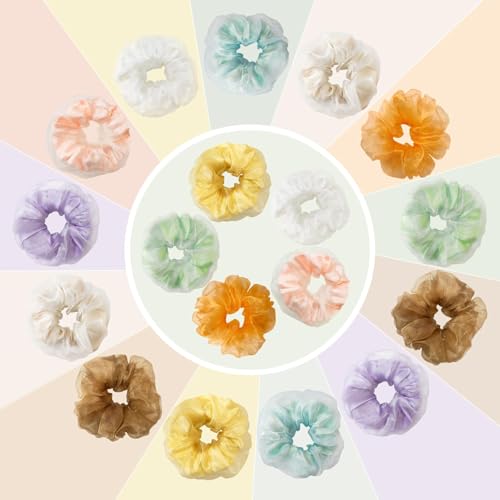 36Pcs Light Up Scrunchies, LED Double Layer of Fabric Hair Ties for Girls, Rave Neon Party Favors Hair Accessories for Women, Glow in The Dark Party Supplies for Birthday Halloween Christmas