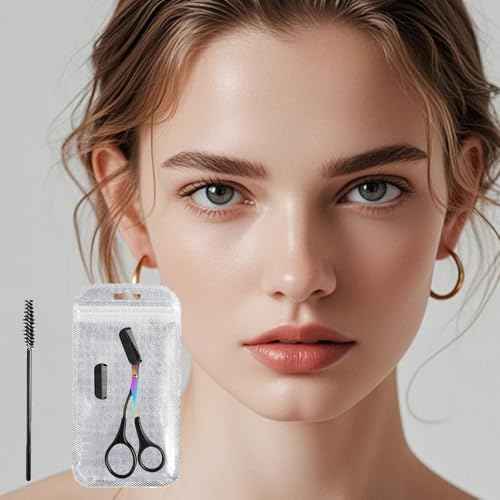 Eyebrow Scissors, Non-Slip Eyebrow Scissors with Comb and Brush, Eyebrow Trimmer Scissor, Eyebrow Trimmer for Women, Eye Brow Razors Eyebrow Cutter Eye Brow Shaper Trimming Scissor Makeup Tool