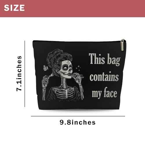 Goth Gifts for Women, This Bag Contains My Face, Gothic Makeup Bag, Witchy Spooky Cosmetic Bag with Zipper