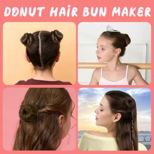 Teenitor Hair Bun Maker For Kids Bun Nets For Ballet Girls, 4 Pcs Small Ballet Bun Kit For Kids, 10 Pcs 30 cm Hair Nets For Buns, 10 Pcs U Shaped Bobby Pins, Dark Brown