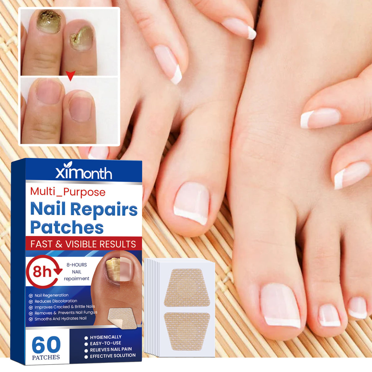 Nail Care Nail Polish Stickers Set - Nourishing Brightening Patches for Hands & Feet