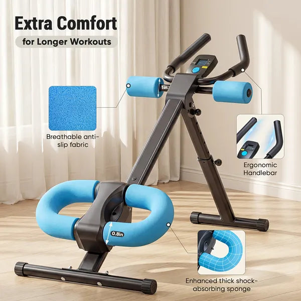 Adjustable Ab Trainer for Core Workout - Foldable & LCD Display