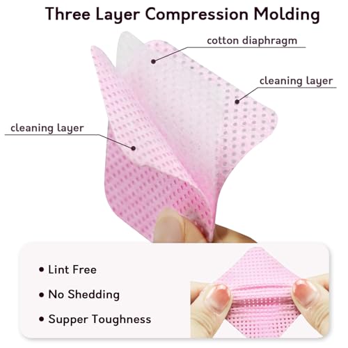Pink Lint Free Nail Wipes with Storage Case- 1080PCS Super Absorbent Nail Polish Remover Pads- Disposable Lint Free Wipes for Nail Polish Removal, lash Extensions Application, Nail Care