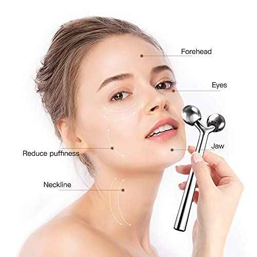Tekson Faical Roller Massager, 3D Metal Face Massage Tool for Reduce Puffiness, Remove Eye Wrinkles, Face Lift, Increase Firmness, Anti-Aging, Skin Tightening (Zinc Alloy)