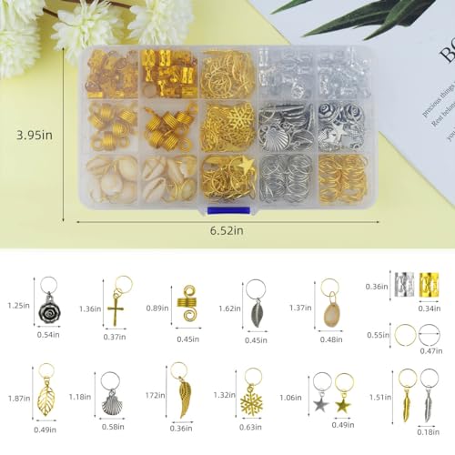 220Pcs Hair Beads Jewelry Braid Accessories Hair Clips Dreadlocks Braiding Accessories Braid Cuffs Metal Hair Coils Rings Women Braid Butterfly Hair Jewelry Gold Hair Jewels Pendants Charms Decoration