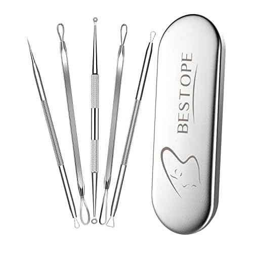 BESTOPE Blackhead Remover Blackhead Removal Pimple Comedone Extractor Tool - Treatment for Blemish Whitehead Popping Zit Removing with Metal Case (Silver)