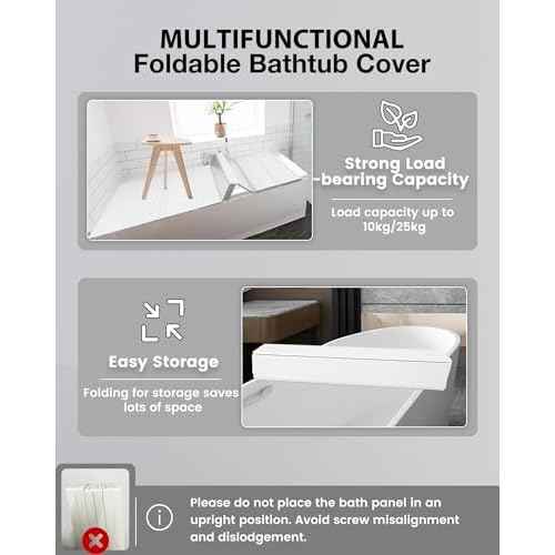 Foldable Bathtub Tray - PVC Waterproof Folding Bathtub Cover - Dustproof Shutter Bath Lid Insulation Panel for Home Bathtubs Bathroom SPA Loadable up to 13lb£¨160x80x0.7cm£©