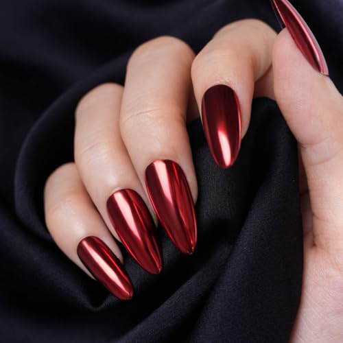 Pretty Diva Red Chrome Nail Powder, Red Nails Chrome Powder Metalic Chrome Nail Powder Mirror Effect Chrome Powder Pigments for Nails - Decoration for DIY Nail Art, Craft