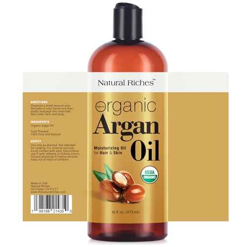 Natural Riches Organic Argan Oil of Morocco 16oz Penetrating Hair oil Deep Moisturizing Serum for Dry, Damaged & Coarse Hair pure Moroccanoil Cold Pressed for Hair, Face and Body