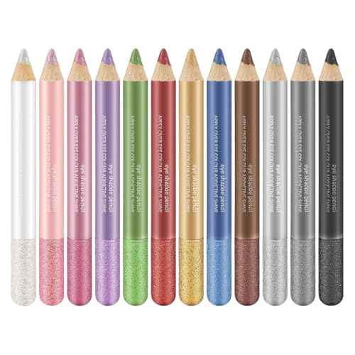 Jumbo Glitter Eyeshadow Stick Set, 12 Shades Blendable Shimmer Eye Pencils