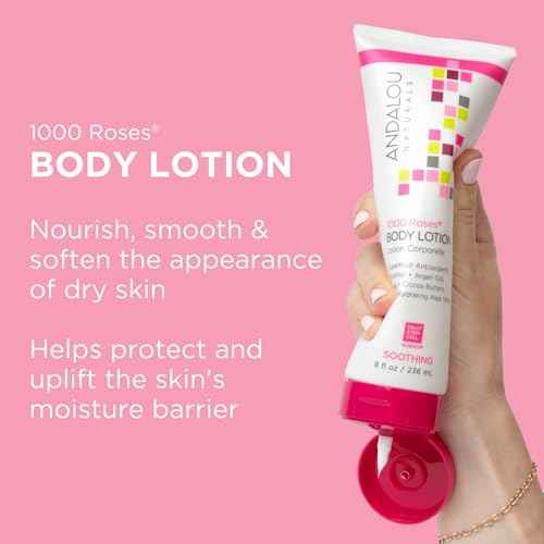 Andalou Naturals 1000 Roses Soothing Body Lotion - Improve Skin Moisture with Shea Butter & Aloe Vera - Hydrating Lotion for Dry or Sensitive Skin - 8 fl oz