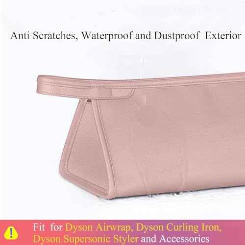 Pu Leather Travel Case Compatible with Dyson Airwrap Styler, Portable Waterproof Organizer Bag for Shark FlexStyle Attachments Storage, Pink