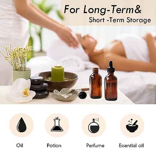 6 Pack 2oz Tincture Bottles With Dropper Amber Glass Dropper Bottle with Measured Eye Dropper Funnels,Labels,60ml Empty Bottle Brown for Homemade Vanilla Essential Oil,Tincture,Serum,Liquids