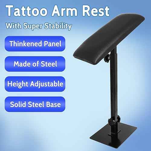 Tattoo Arm Rest Stand with Pen Covers 200 pcs & Grip Tape 4 pcs, Adjustable Height and Tilt Tattoo Equipment