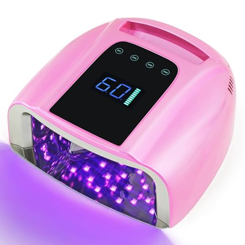 Professional Rechargeable 96W UV LED Nail Lamp Cordless UV Light for Nails Machine with Removable Stainless Steel Bottom,4 Timer Setting and Smart Sensor Nail Dryer