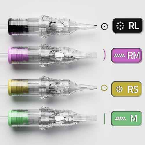 BIGWASP Classic 20Pcs 1214RS Tattoo Cartridge Needles 14RS #12 Standard Disposable 14 Round Shader Cartridges for Tattoo Machine Pen