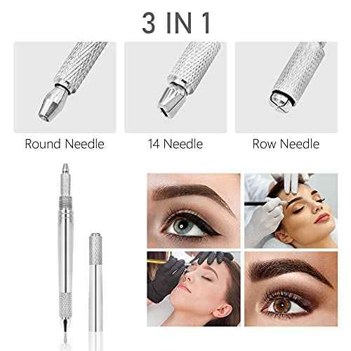 Pinkiou Microblading Pen Tattoo Machine for Permanent Makeup Eyebrow Beauty (silver)