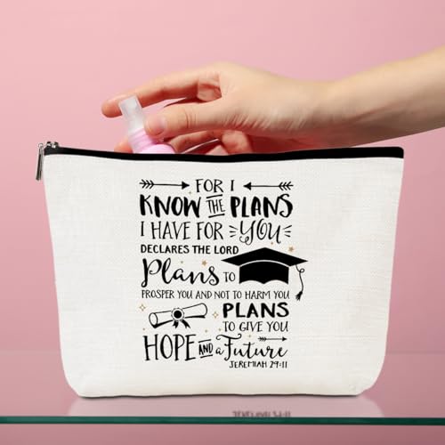 Inspirational Graduation Gifts Cosmetic Bag Makeup Bag Class of 2024 Christian Phd Graduation Gifts Bible Verse Congratulations Gift University College Masters Degree Graduation Gifts for Women Nurse