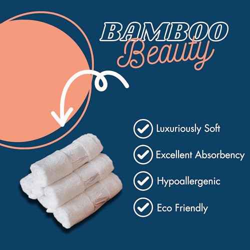 Set of 6 Luxury Wash Cloths for Your Face Viscose Bamboo & Turkish Cotton, White Wascloths
