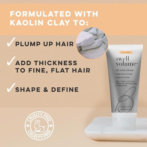 Brocato Swell Volume Hair Cream, 3 Pack, 6 Oz: Volumizing & Thickening Cream for Men & Women | Heat Activated Fat Hair Volumizer Cream Shapes & Adds Thickness to Thin Hair | Clay Formulated