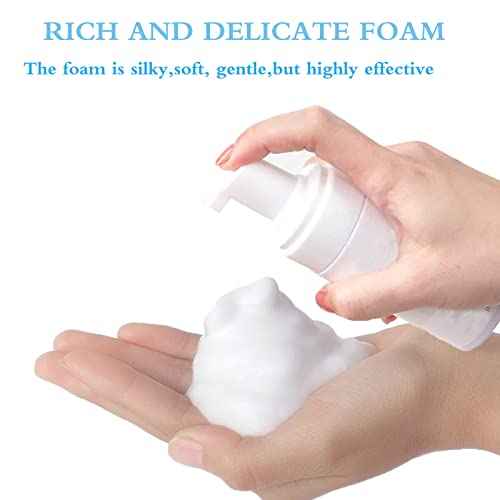 Lash Shampoo for Lash Extensions, Lash Fan with 50ml Eyelash Foam Cleanser and 50 Pcs Eyelash Brush and Rinse Bottle Oil Free/Sulfate Free Eyelash Wash Remover For Eyelash Extension Wash, Black