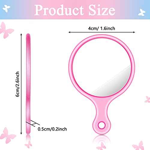 24 Pcs Handheld Mirror with Handle, 2.4 x 1.6 Inch, Small Portable Round Mirror Bulk for Kids Travel Makeup Classroom Camping Daily DIY Crafts