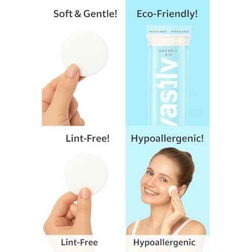 Organic Cotton Rounds (300 Count) Makeup Remover Pads, Hypoallergenic, Lint-Free | 100% Pure Cotton