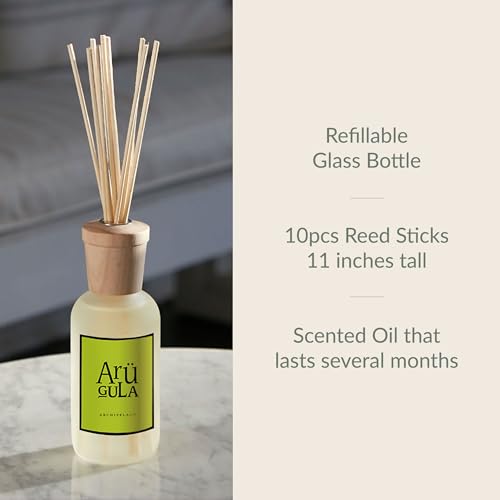 Archipelago Botanicals Arugula Reed Diffuser, Home Fragrance Reed Diffuser, Includes Fragrance Oil, Decorative Wooden Cap & 10 Diffuser Reeds, Perfect for Home, Office or Gift, 7.85 fl oz