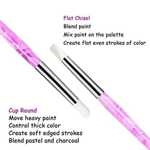 BQAN 5Pcs Nail Art Sculpture Pen, Silicone Nail Art Brushes for Gel, Acrylic Nails, Foil Carving, Drawing & Shaping, Nail Art Tools for Home Salon